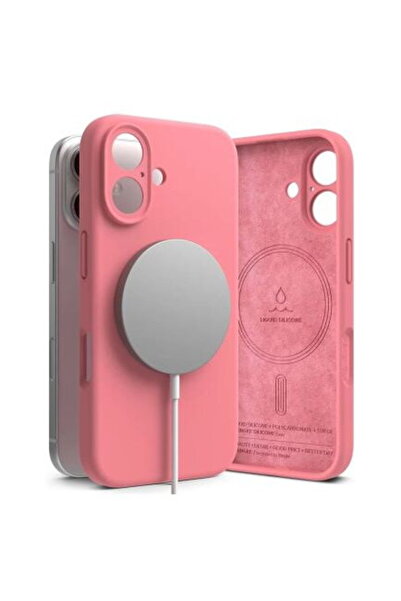 Ringke Husă iPhone 16 din silicon magnetică roz