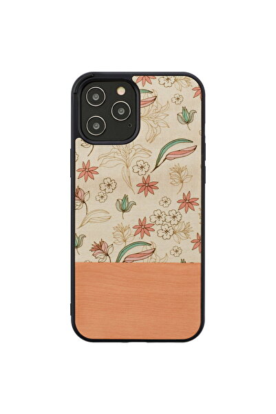 Other Husa MAN&WOOD pentru iPhone 12/12 Pro, cu flori roz, negru