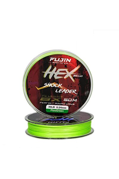 Fujin Hex Braid 8x 0.24mm 50mt Fluo Green PE İP Shock Leader