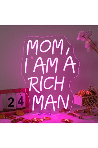 Slasa Mom LED Neon Sign 30x44 cm Pink Light with 6mm Acrylic Base Wall Decor