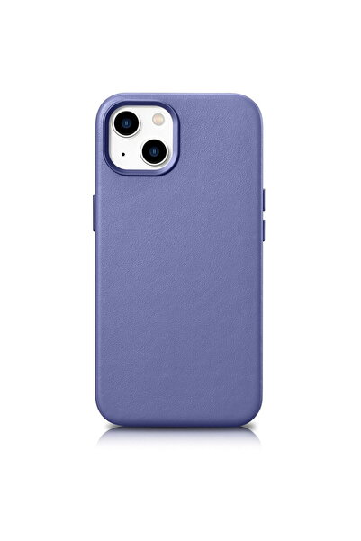 ICARER Husa Case Husă din Piele Naturală pentru iPhone 14 Plus, Mov Deschis (...