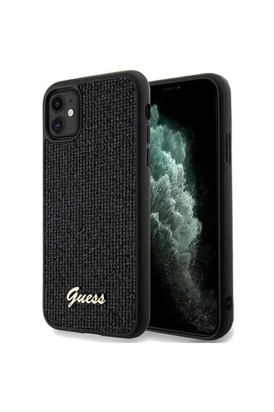 Guess Carcasă Disco Metal Script pentru iPhone 11 / Xr - negru