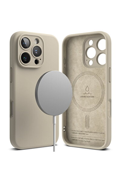 Ringke Husa pentru iPhone 16 Pro - Silicone Magnetic MagSafe - Stone