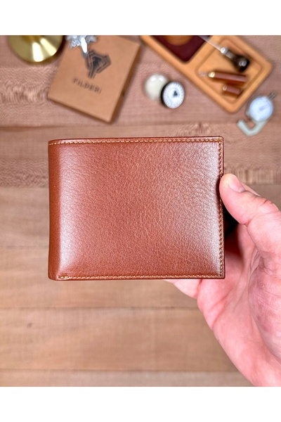 Fil Deri Genuine Leather Double Compartments for Money Slim Minimalist C Wallet 2144