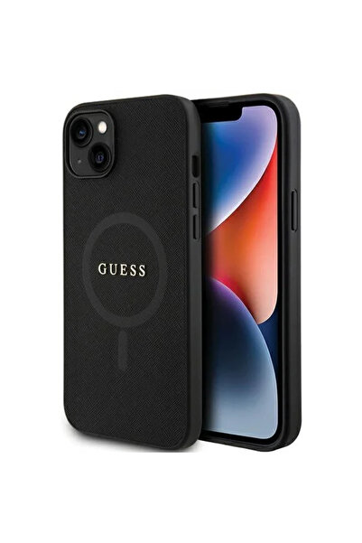 Guess iPhone 15 Pro Max 6.7" auriu husДѓ rigidДѓ Saffiano Iridescent Script