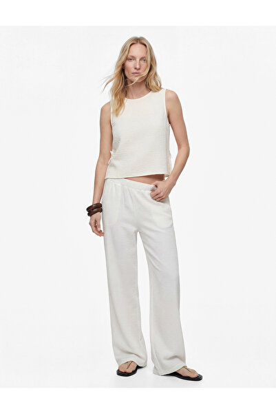 Koton Βαμβακερή μπλούζα μουσελίνας με στρογγυλή λαιμόκοψη, αμάνικη, με φιόγκο...