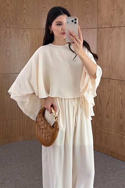 My Blog Εκρού Διπλής στρώσης Μπλούζα Πελένια - 5044