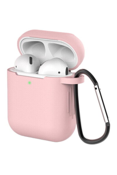 Hurtel Husă silicon moale pentru căști AirPods 2 / AirPods 1 + breloc carabin...