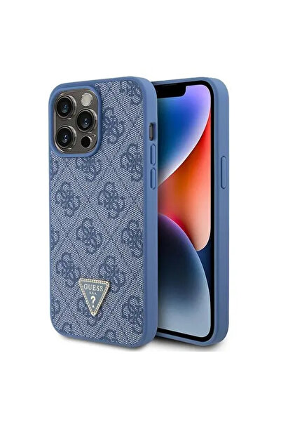 Guess HusДѓ rigidДѓ Leather 4G Triangle Strass pentru iPhone 15 Pro Max (6.7"...