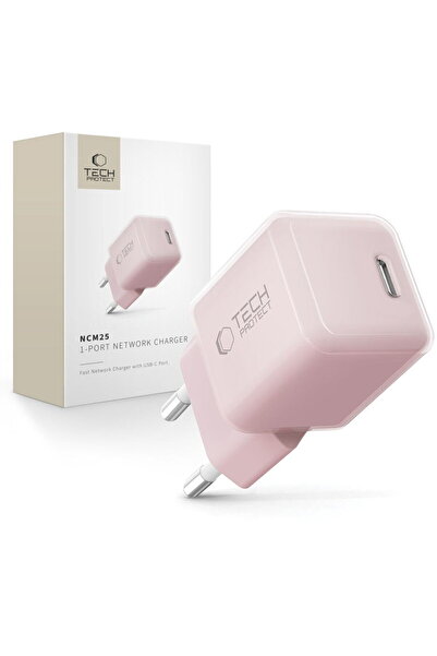 Tech-Protect ГЋncДѓrcДѓtor de reИ›ea NCM25 cu 1 port, PD 25W, baby pink