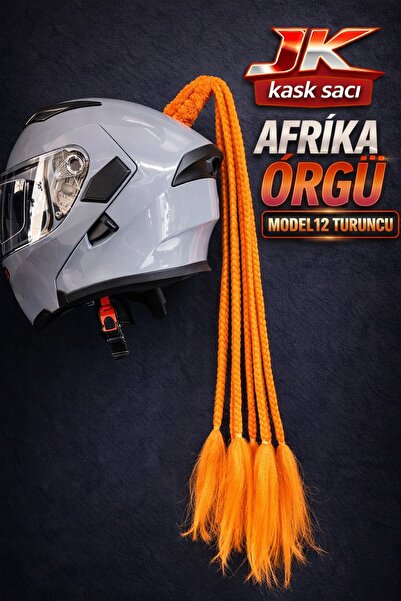 JK JİEKAİ KASK SAÇI TURUNCU RENK AFRİKA ÖRGÜ MODEL-12