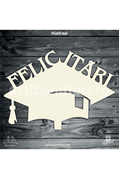 LimArt Topper Tort Lemn „Felicitari” si Toca, 95 x 68 mm, Festiv Absolvire