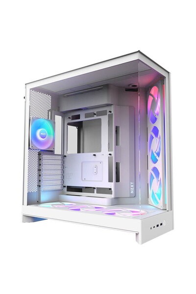 Nzxt H9 Flow RGB+ (2025), MiddleTower, Fara sursa, ATX/E-ATX/mATX/mITX, Alb