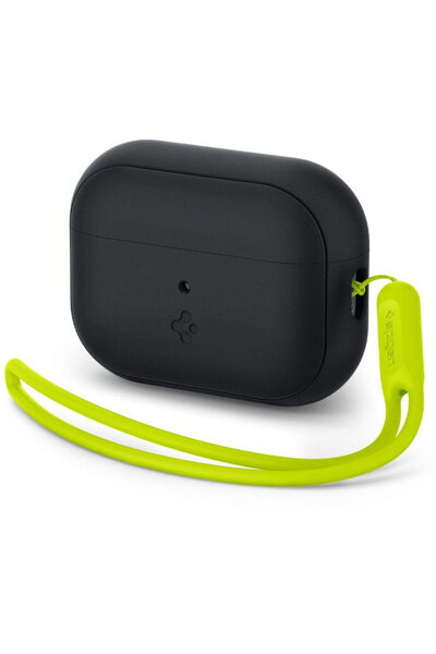 Spigen Husa SILICONĂ FIT STRAP Apple AIRPODS PRO 1 / 2 NEGRU/VERDE FANTOMĂ
