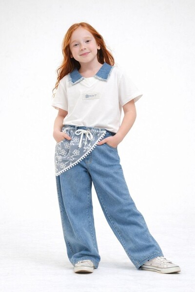 LOCO LOCO Pantaloni pentru fete 1033 Pantaloni Tensel Brode