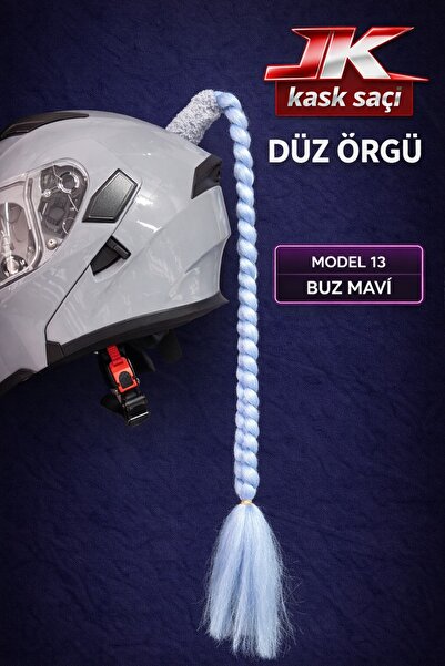 JK JİEKAİ KASK SAÇI BUZ MAVİ RENK DÜZ ÖRGÜ MODEL-13