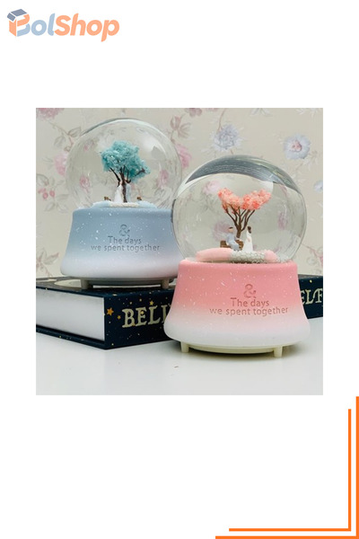 BolShop Romantik Çiftler Temalı Müzikli ve Işıklı Orta Boy Kar Küresi