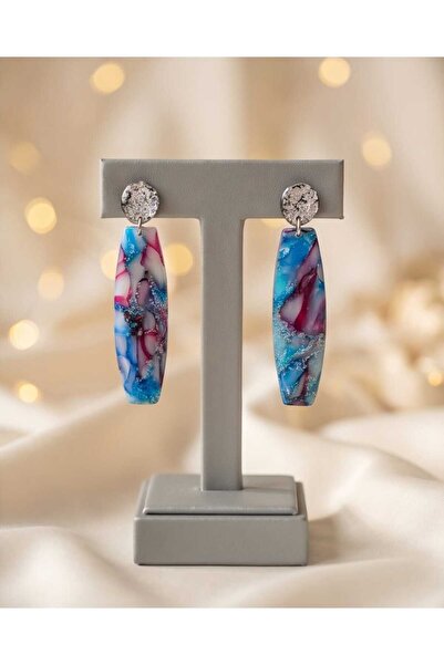 Dodemert Home Blue Venus Long Polymer Clay & Epoxy Handmade Nail Earrings (St...