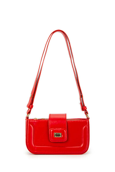 Melos Butik Γυναικεία δερμάτινη τσάντα χειρός και ώμου με κόκκινο μαγνητικό κ...