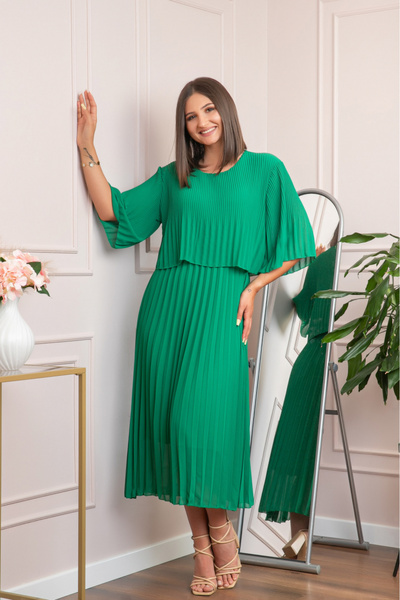 OEM Rochie eleganta plisata Arielle - Verde smarald