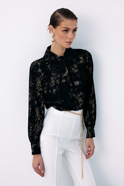 Zaghou Stylish Wide Pearl Collar Shirt