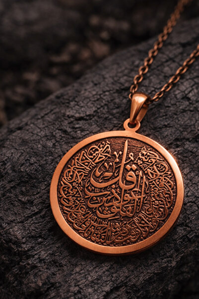 Otto Man Steel Jewelry Kadın Erkek Bakır Kolye Desenli Koruyucu Dualı Felak N...