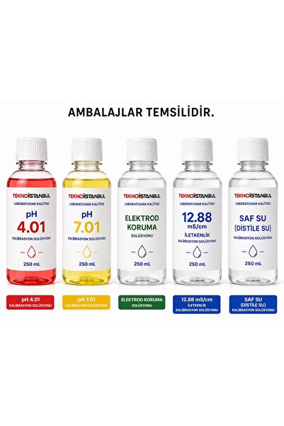 TEKNO İSTANBUL pH 4.01 - 7.01 & Elektrod Koruma + 12.88 mS/cm İletkenlik + Sa...