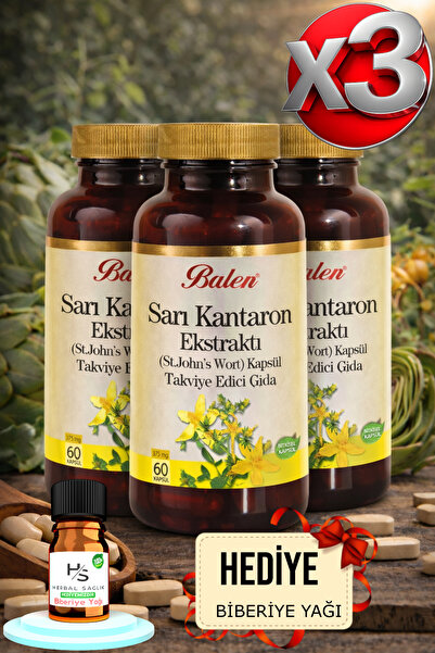 Balen 3 Adet Sarı Kantaron Ekstraktı St. John’s Wort Kapsül 60 Adet + HEDİYE ...