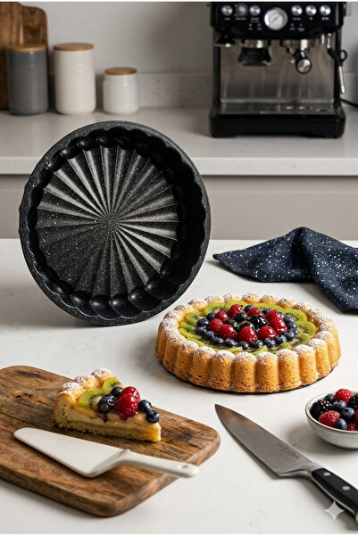 Puff Mutfak 26 cm Granite Cast Iron Tart Mold - Fruit Tart and Cake Mold