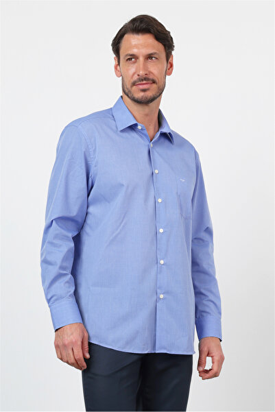 İmza Μπλε κλασικό πουκάμισο με γιακά, μακριά μανίκια, τσέπες, άνετη εφαρμογή,...