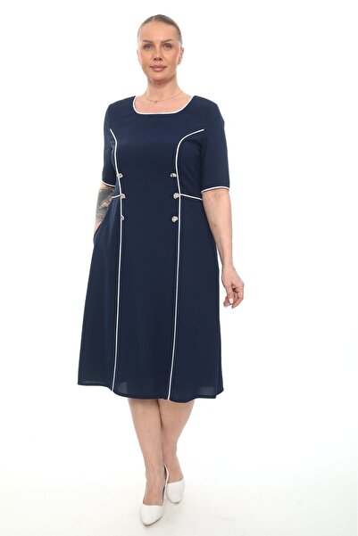 etselements Κομψό φόρεμα με μπιέλα και κουμπιά ETS7286