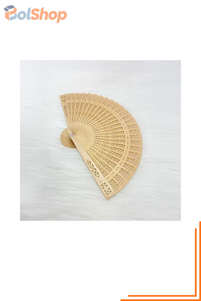 BolShop Ahşap Yelpaze - Kına, Düğün ve Nişan Hediyelik Hatıra 20 cm