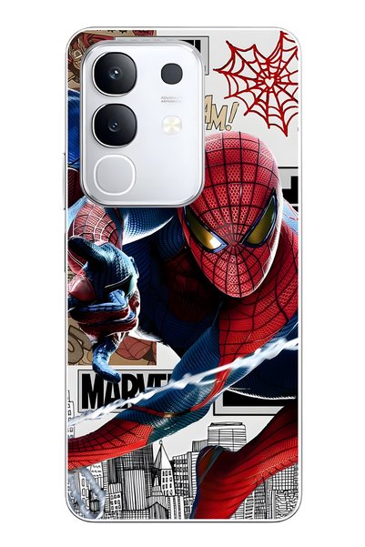 FLAMENKO Vivo Y29 Compatible Super Hero Patterned Transparent Phone Case
