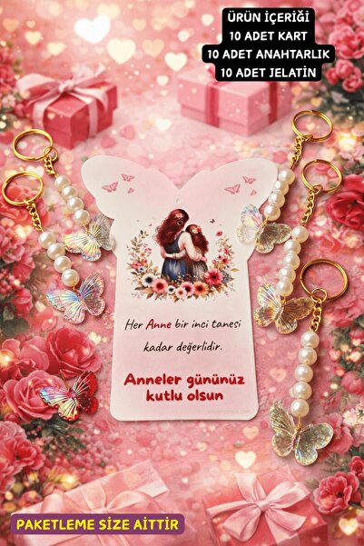 Emtory Home Butterfly | Renkli Kelebek Anne Kız Kartlı Anahtarlık- Anneler Gü...