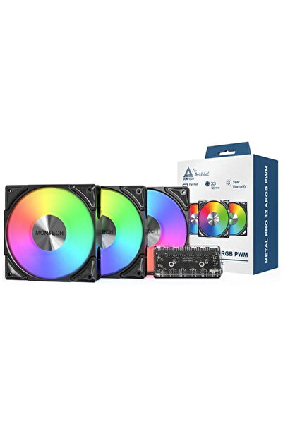 MONTECH Kit 3x METAL PRO 120 ARGB PWM Negru