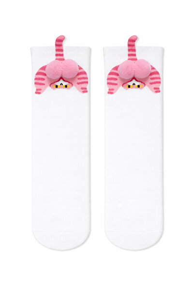 CARNAVAL SOCKS Κάλτσες Unisex με ροζ σχέδιο γάτας και λεπτομέρεια πομπόν