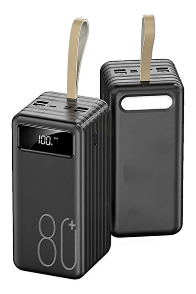 EXENAR 80.000mAh Powerbank Kamp Led Işıklı Kendinden Kablolu Powerbank 4xUsb-...