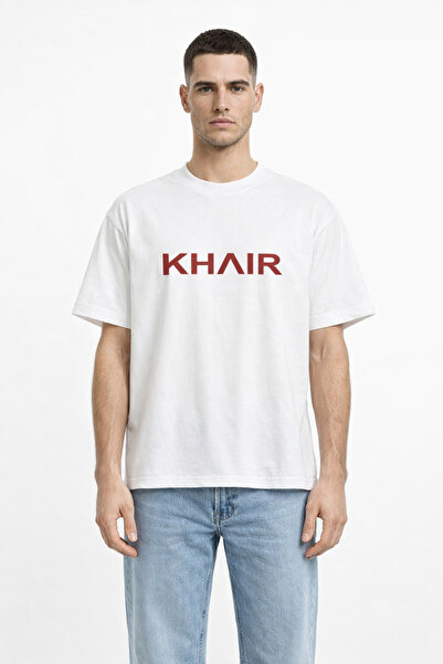 Compostela Unisex Women's Men's Khair Red Text Middle Front Printed Oversize ...