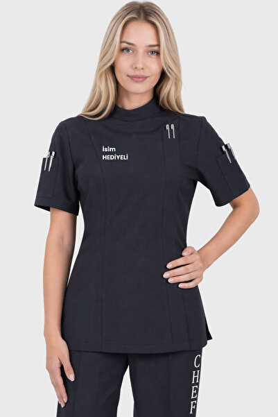 Üniformanya Δώρο με Όνομα Καπνιστό Κοντομάνικο Γυναικείο Μπουφάν Σεφ, Μπουφάν...