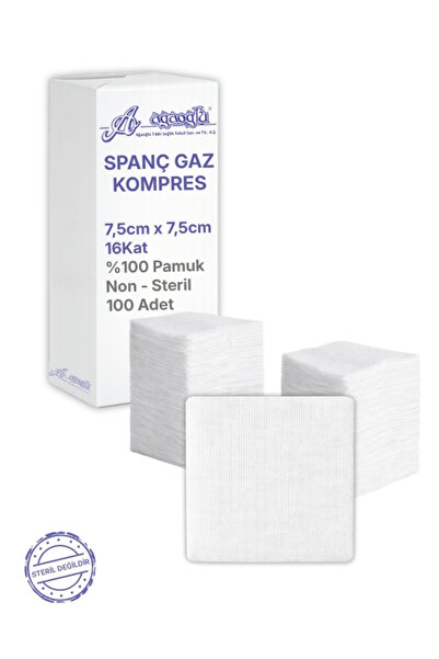 Alban Ağaoğlu Spanç Gazlı Bez 7,5x7,5cm 16 Katlı 100 Adet - Yüksek Emici, Yap...