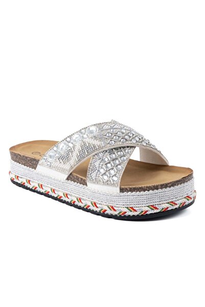 Guja 26Y222 Women's Stoned Cross Strap Flat Platform Sole Pack Comfort Slipper