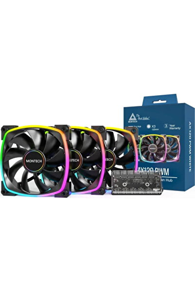 MONTECH Kit 3x AX120 PWM Black