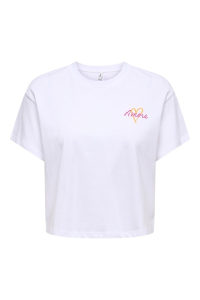 ONLY ONLANNBEL S/S BOXY CROP TEE JRS Γυναικείο Λευκό T-Shirt - 15348981