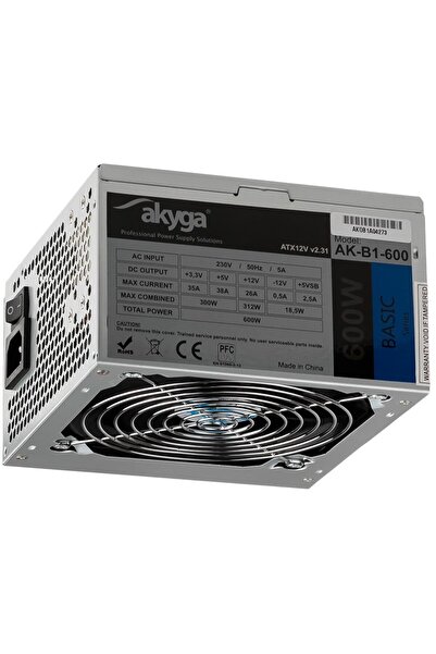 Akyga Sursă de alimentare ATX de bază 600W AK-B1-600 Ventilator 12cm P4 3xSAT...