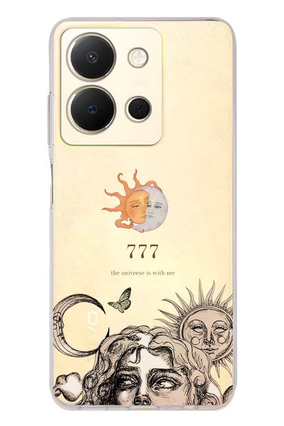 FLAMENKO حافظة هاتف شفافة متوافقة مع Vivo Y36 Sun and Moon 777 منقوش