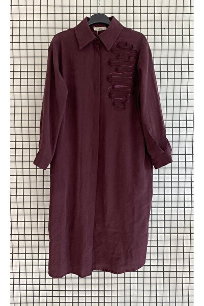 Armine Trendy Patterned Hidden Button Comfortable Fit Cotton Summer Tunic