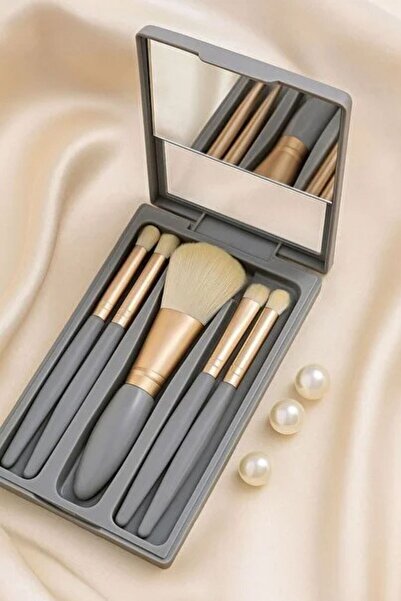 HİROS'H Νέο φορητό σετ πινέλων μακιγιάζ με καθρέφτη 5 τεμαχίων, μίνι μέγεθος,...