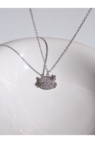 Reorah Collection Purple Stone Hello Kitty Necklace