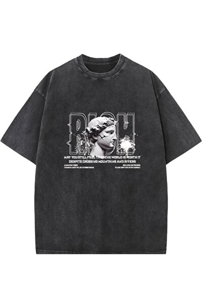 ZEMLİYA Βίντατζ πλυμένο μπλουζάκι oversized