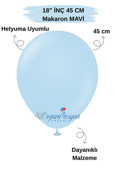 Organizasyon Pazarı 18 Inch 45 cm Balloon |   Big Size Balloon |   Makaron Blue